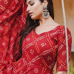 Red Bandhej Anarkali Dresses