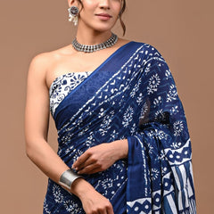 Elegant Hand Block Printed Cotton Saree