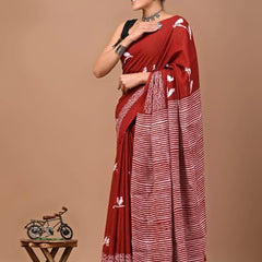 Elegant Hand Block Printed Cotton Saree