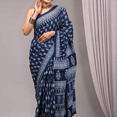 Elegant Hand Block Printed Cotton Saree