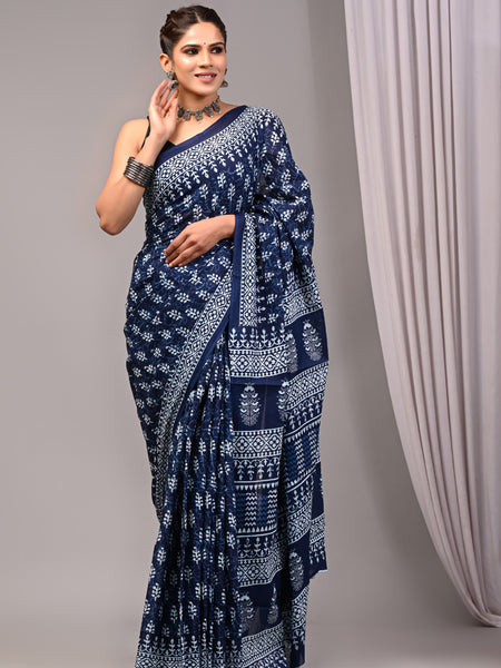 Elegant Hand Block Printed Cotton Saree