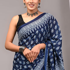 Elegant Hand Block Printed Cotton Saree