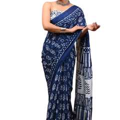 Elegant Hand Block Printed Cotton Saree