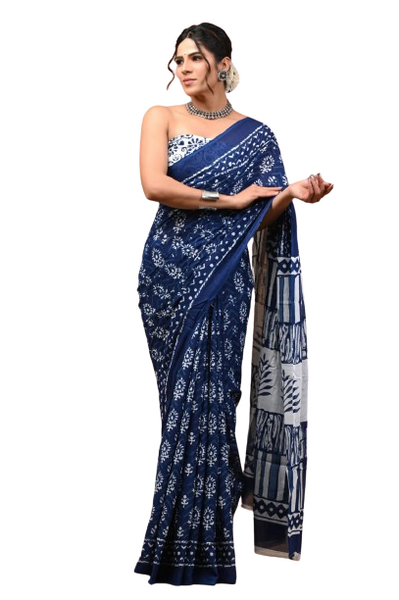 Elegant Hand Block Printed Cotton Saree