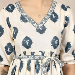 White Janifer bohemian print fit & flare Short Dress